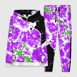 Женский костюм Зелёно-фиолетовая абстракция на чёрном фоне