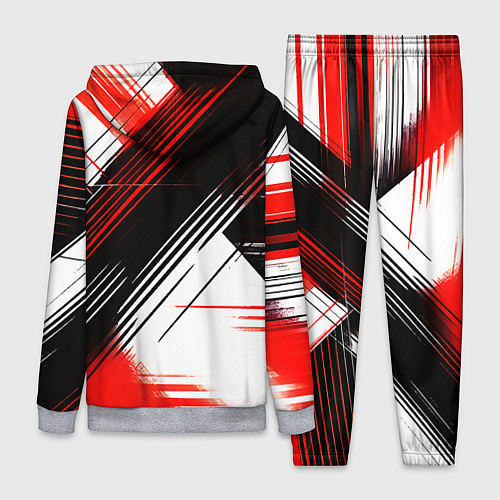Женский костюм Диагональные красно-чёрные линии на белом фоне / 3D-Меланж – фото 2