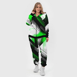 Женский 3D-костюм Диагональные зелёно-чёрные линии на белом фоне, цвет: 3D-черный — фото 2