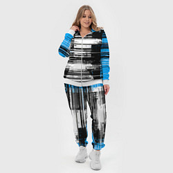 Женский 3D-костюм Горизонтальные чёрные линии на бело-синем фоне, цвет: 3D-белый — фото 2