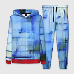 Женский костюм Чёрные пятна на синем фоне абстракция