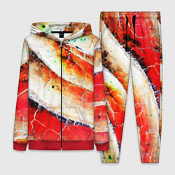 Женский костюм Красно-белая волнистая абстракция