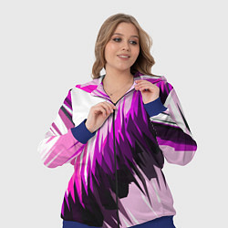 Женский 3D-костюм Чёрно-розовые острые полосы на белом фоне, цвет: 3D-синий — фото 2