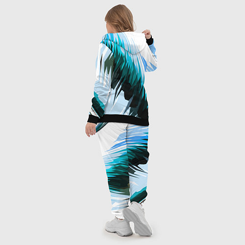 Женский костюм Чёрно-синие острые полосы на белом фоне / 3D-Черный – фото 5