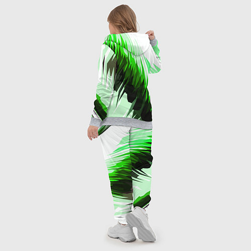 Женский костюм Чёрно-зелёные острые полосы на белом фоне / 3D-Меланж – фото 5