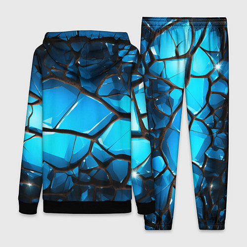 Женский костюм Синяя текстура объемных плит / 3D-Черный – фото 2