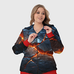 Женский 3D-костюм Черная треснутая плита - текстура, цвет: 3D-красный — фото 2