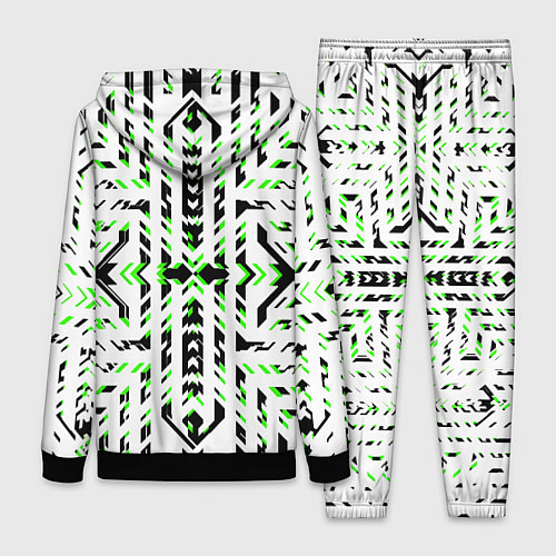 Женский костюм Чёрно-зелёный диагональные полосы на белом фоне / 3D-Черный – фото 2