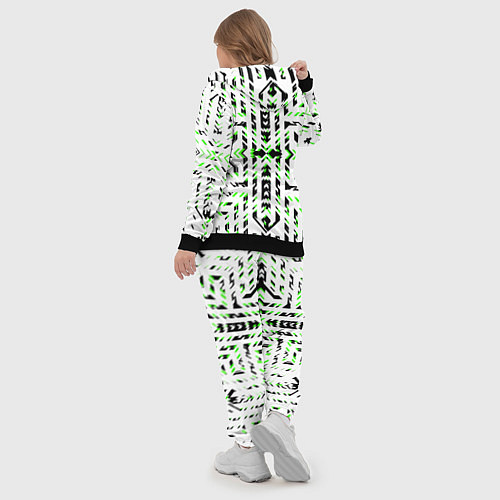 Женский костюм Чёрно-зелёный диагональные полосы на белом фоне / 3D-Черный – фото 5