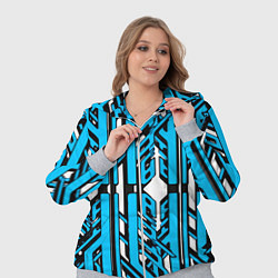 Женский 3D-костюм Чёрно-синие техно полосы на белом фоне, цвет: 3D-меланж — фото 2