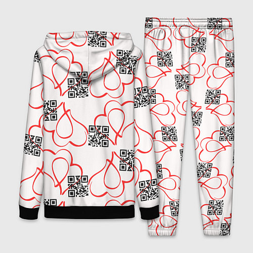 Женский костюм Сердца и код любви на белом / 3D-Черный – фото 2