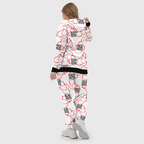 Женский костюм Сердца и код любви на белом / 3D-Черный – фото 5