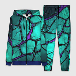 Женский 3D-костюм Зеленые плиты с фиолетовым разломом, цвет: 3D-синий