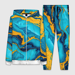 Женский костюм Синяя абстракция с золотым