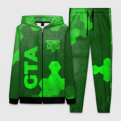 Женский 3D-костюм GTA - green gradient вертикально, цвет: 3D-черный