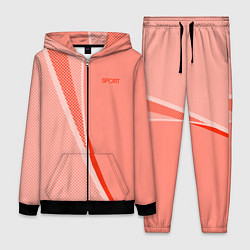 Женский костюм Sport персиковый с полосой