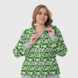 Женский 3D-костюм Киберпанк шестиугольники зелёные, цвет: 3D-меланж — фото 2