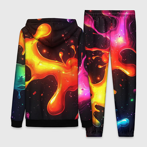Женский костюм Радужные кляксы на черном фоне / 3D-Черный – фото 2