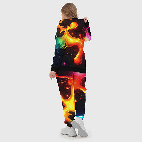 Женский костюм Радужные кляксы на черном фоне / 3D-Черный – фото 5