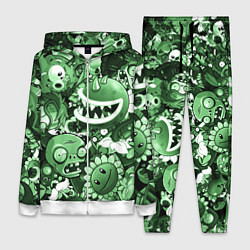 Женский 3D-костюм Растения против зомби в зеленом цвете, цвет: 3D-белый