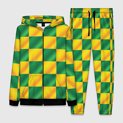 Женский 3D-костюм Желтый и зеленый геометрический паттерн, цвет: 3D-черный