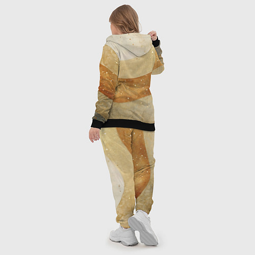 Женский костюм Бежево-золотые полосы с блестками / 3D-Черный – фото 5