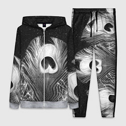 Женский костюм Изогнутые белые перья павлина - чб иллюстрация