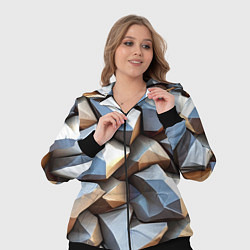 Женский 3D-костюм Каменно металлическая абстракция, цвет: 3D-черный — фото 2