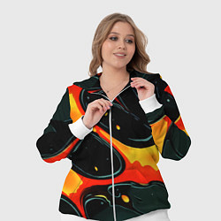 Женский 3D-костюм Оранжевые разломы текстура, цвет: 3D-белый — фото 2