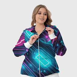 Женский 3D-костюм Неоновый узор киберпанк микросхемы, цвет: 3D-белый — фото 2