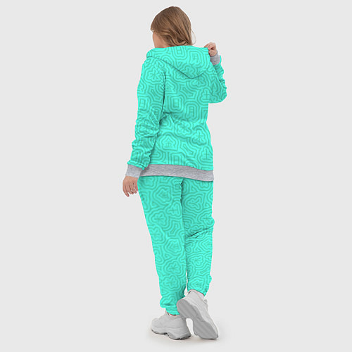 Женский костюм Лабиринтовый паттерн с иероглифами на бирюзе / 3D-Меланж – фото 5