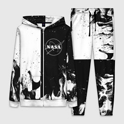 Женский 3D-костюм Nasa черно белый огонь, цвет: 3D-белый