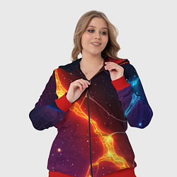 Женский 3D-костюм Сине-оранжевые молнии текстура, цвет: 3D-красный — фото 2