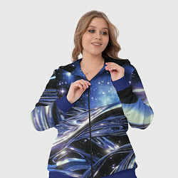 Женский 3D-костюм Закрученные линии и звезды - космическая абстракци, цвет: 3D-синий — фото 2