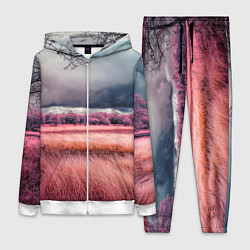 Женский 3D-костюм Поле и деревья пейзаж - инфракрасный стиль, цвет: 3D-белый