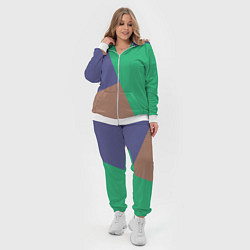 Женский 3D-костюм Триада зелёный фиолетовый и коричневый геометричны, цвет: 3D-белый — фото 2