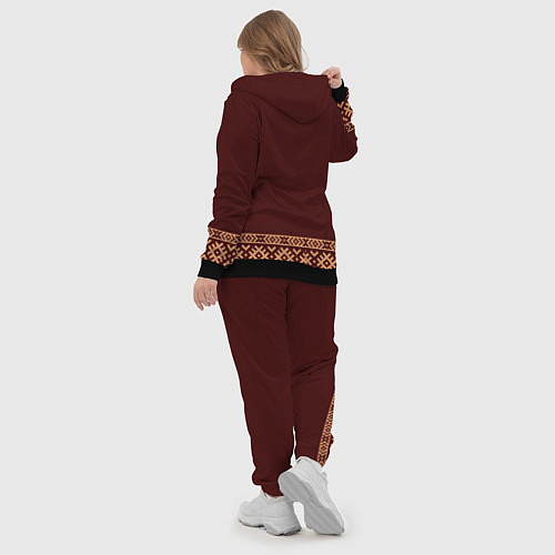 Женский костюм Золотой узор на бордовом - вышиванка рубаха / 3D-Черный – фото 5