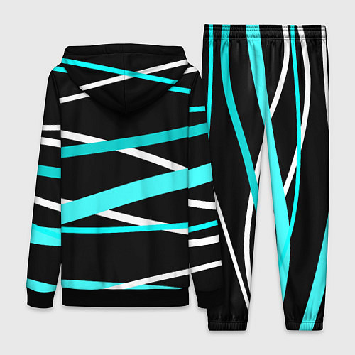 Женский костюм Чёрный с бело-голубыми полосами / 3D-Черный – фото 2