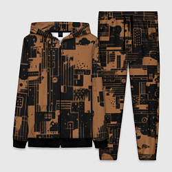 Женский костюм Чёрно-коричневый абстракция геометричный