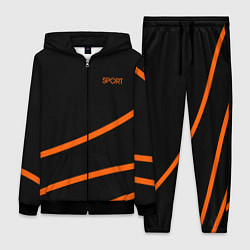 Женский костюм Sport чёрный с оранжевыми полосами