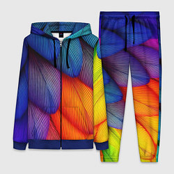 Женский 3D-костюм Радужные перья попугая, цвет: 3D-синий