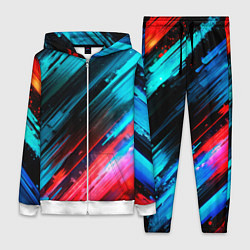 Женский 3D-костюм Синяя и красная краска на черном, цвет: 3D-белый