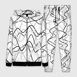 Женский 3D-костюм Белый с серыми волнистыми полосами, цвет: 3D-черный