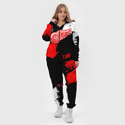 Женский 3D-костюм Детройт Ред Уингз - брызги краска на черном фоне, цвет: 3D-черный — фото 2