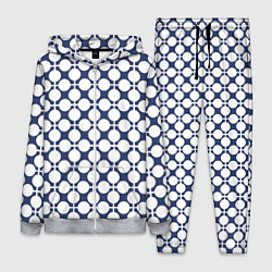 Женский 3D-костюм Серо-белый узор в клетку и горох ретро, цвет: 3D-меланж