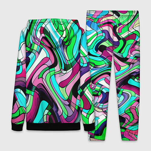 Женский костюм Зелёно-розовый искажённая абстракция / 3D-Черный – фото 2