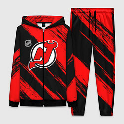 Женский 3D-костюм Нью Джерси Девилз - красные потертости, цвет: 3D-черный