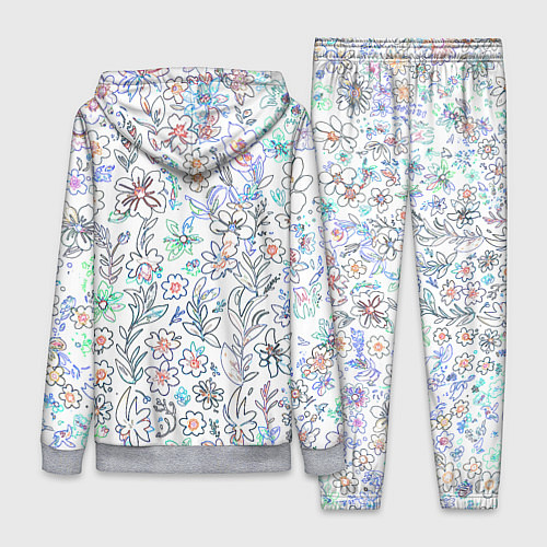 Женский костюм Белый в рисованный цветочек / 3D-Меланж – фото 2