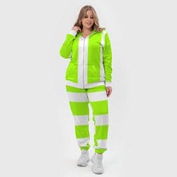 Женский 3D-костюм Color light green white stripes, цвет: 3D-белый — фото 2