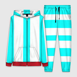 Женский 3D-костюм Color light blue white lines, цвет: 3D-красный
